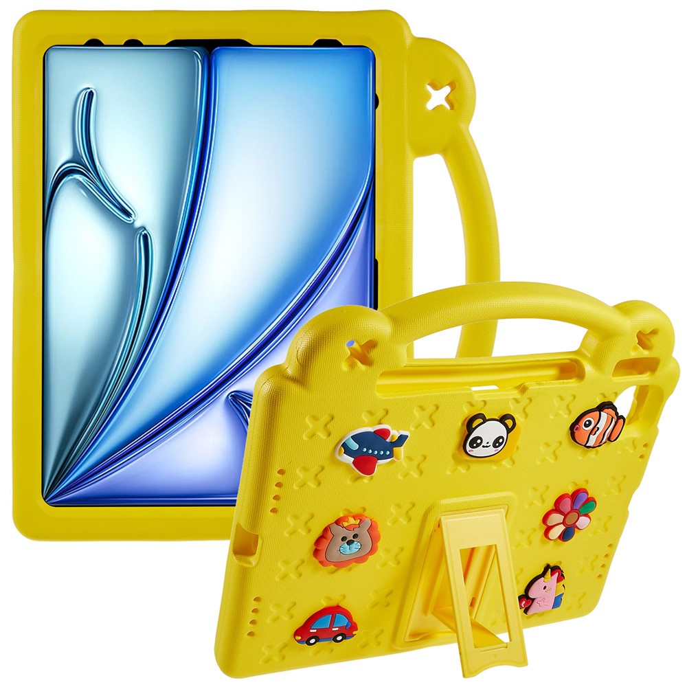 For iPad Air 11 (2025) / (2024) Case Cartoon Patterns EVA Tablet Cover with Kickstand - Yellow