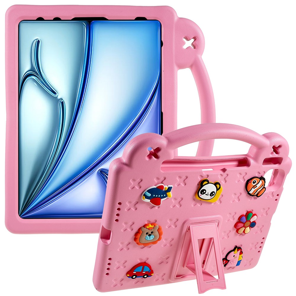 For iPad Air 11 (2025) / (2024) Case Cartoon Patterns EVA Tablet Cover with Kickstand - Pink