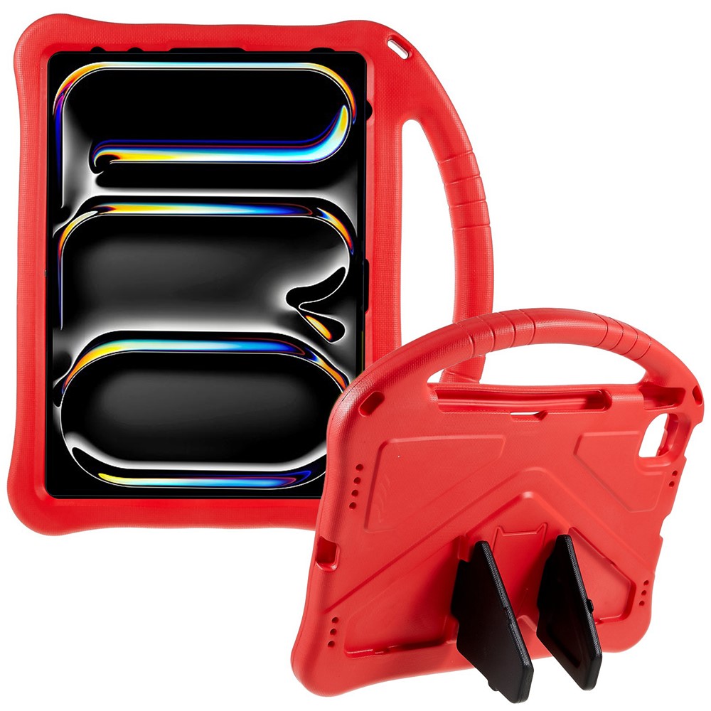 For iPad Pro 11 (2025) / 11 (2024) EVA Case Children Friendly Kickstand Handle Tablet Cover - Red