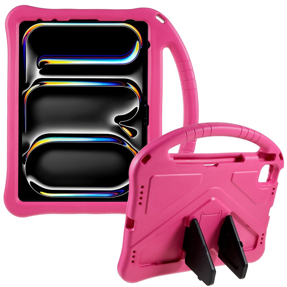 For iPad Pro 11 (2025) / 11 (2024) EVA Case Children Friendly Kickstand Handle Tablet Cover - Rose