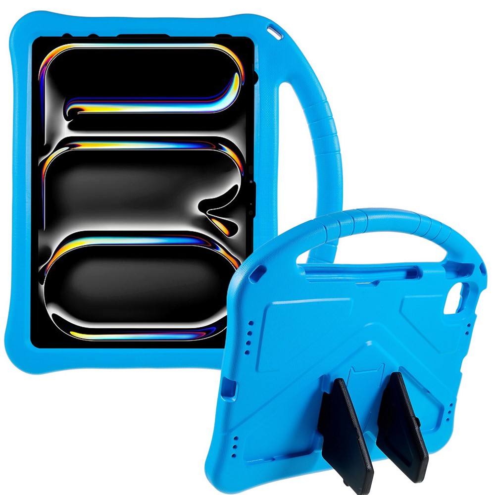 For iPad Pro 11 (2025) / 11 (2024) EVA Case Children Friendly Kickstand Handle Tablet Cover - Blue