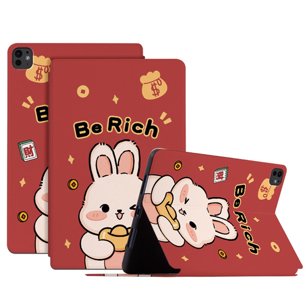 For iPad Pro 11 (2025) / 11 (2024) Case Joyous Pattern PU Leather Tablet Cover Auto Wake / Sleep - Be Rich