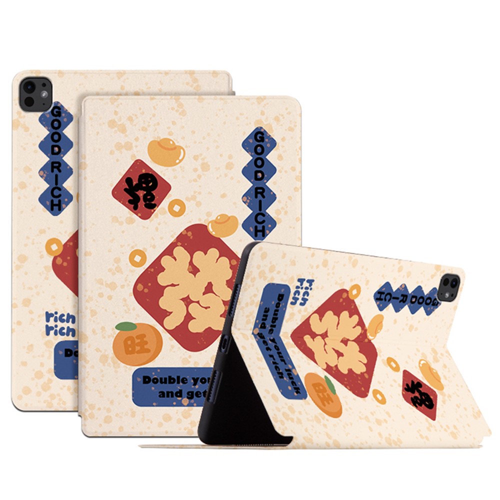 For iPad Pro 11 (2025) / 11 (2024) Case Joyous Pattern PU Leather Tablet Cover Auto Wake / Sleep - Good Rich