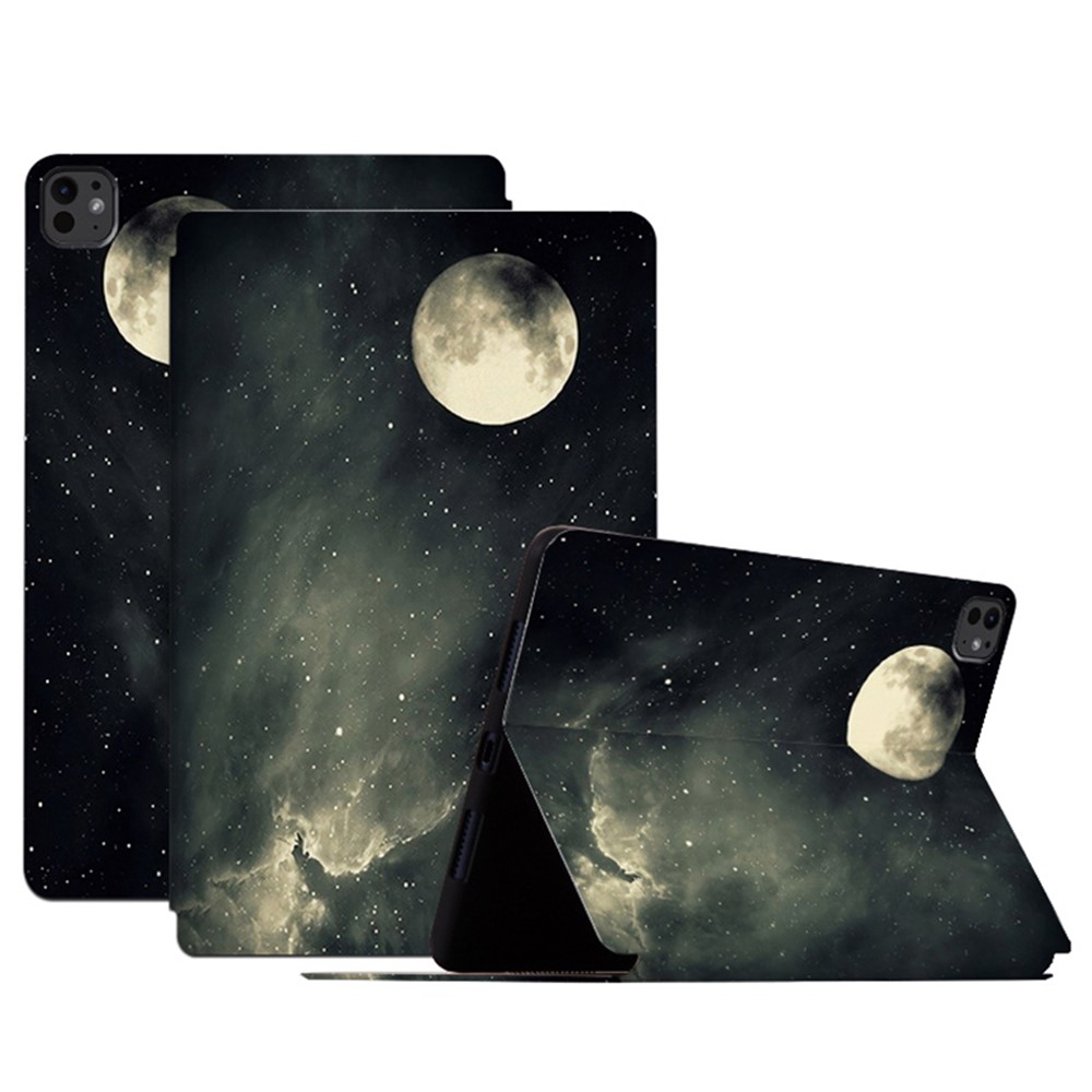 For iPad Pro 11 (2025) / 11 (2024) Case Starry Sky Pattern PU Leather Stand Tablet Cover - Full Moon Night