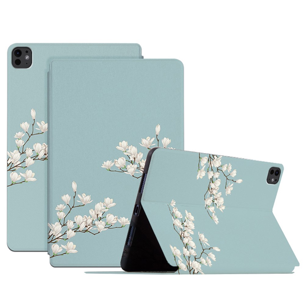 For iPad Pro 11 (2025) / 11 (2024) Case Flower Pattern Flip Stand Leather Smart Tablet Cover - Gardenias