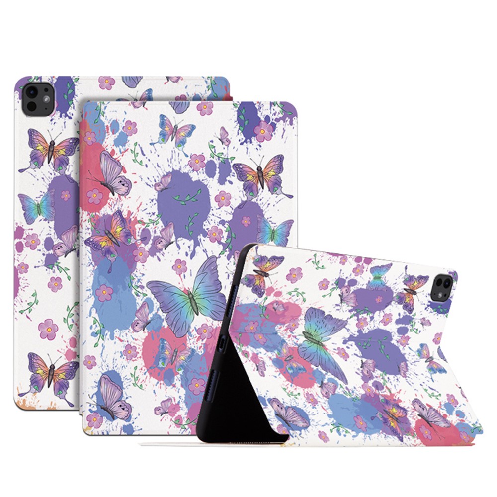 For iPad Pro 11 (2025) / 11 (2024) Case Butterfly Pattern PU Leather Smart Folio Tablet Cover - Brilliant Butterfly