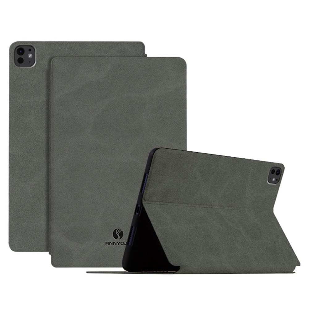 ANNYOJO For iPad Pro 11 (2025) / 11 (2024) Stand Case Anti-Shock PU Leather Tablet Cover - Grey