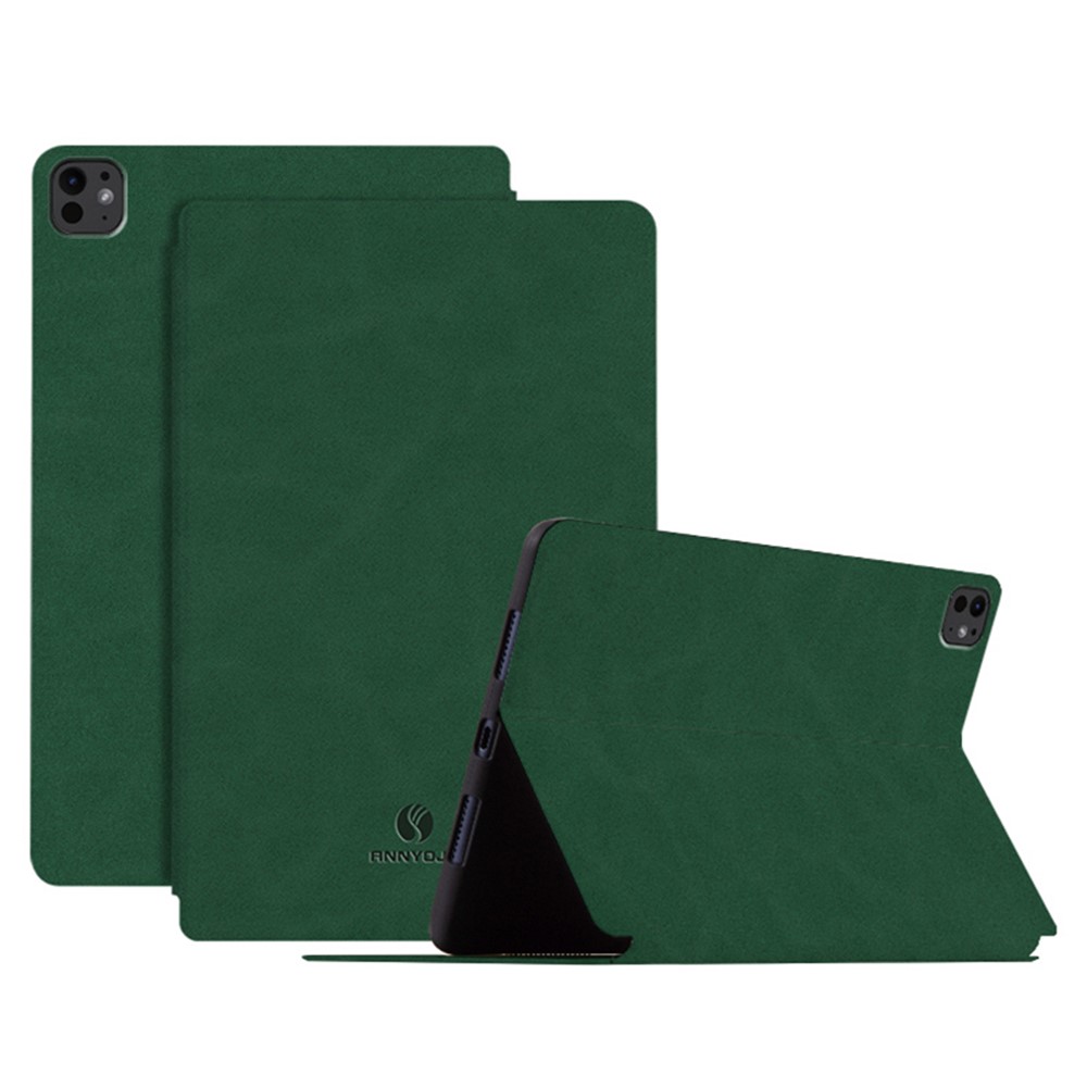 ANNYOJO For iPad Pro 11 (2025) / 11 (2024) Stand Case Anti-Shock PU Leather Tablet Cover - Green