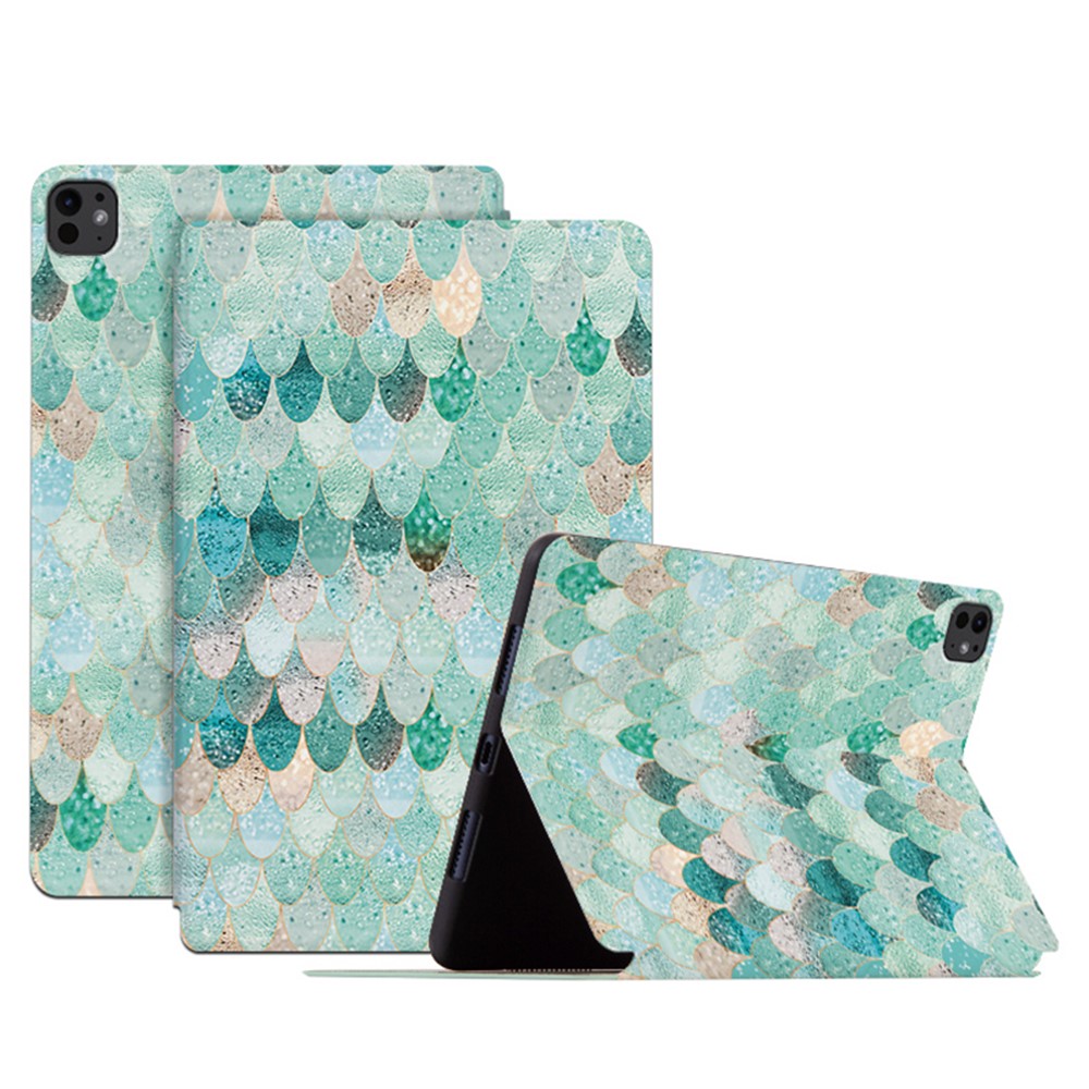 For iPad Pro 11 (2025) / 11 (2024) Case Pattern Print Leather Tablet Cover Auto Wake / Sleep - Summer Mermaid