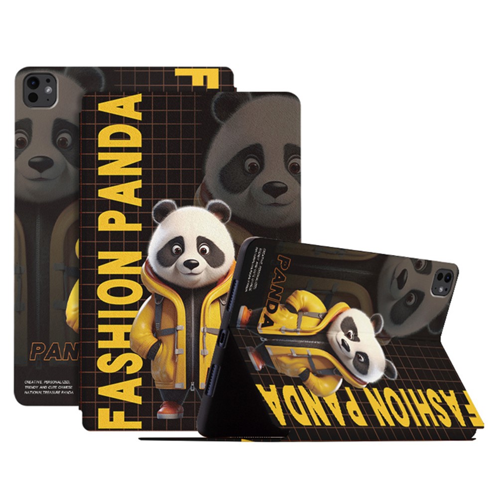 For iPad Pro 11 (2025) / 11 (2024) Case Panda Pattern PU Leather Tablet Cover with Folding Stand - Expedition Panda