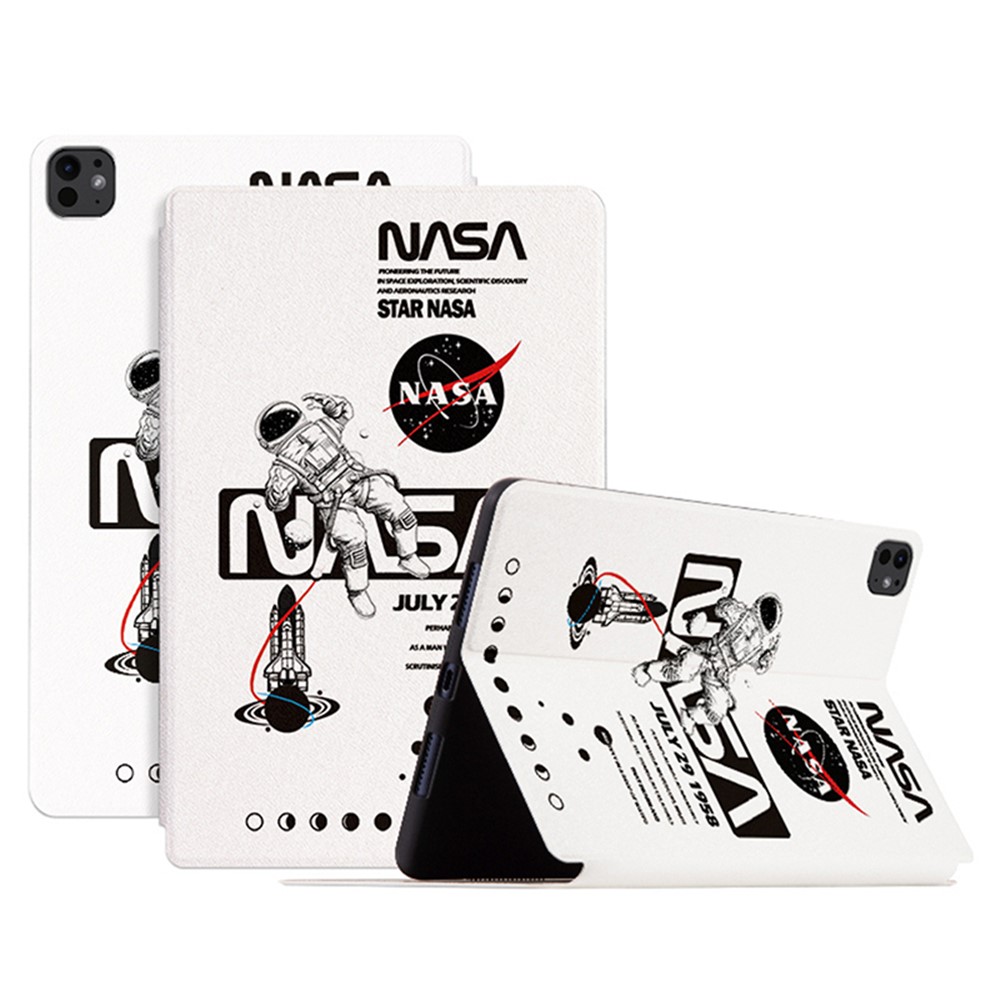 For iPad Pro 11 (2025) / 11 (2024) Case Leather Stand Smart Tablet Cover Astronaut Pattern - NASA Astronaut