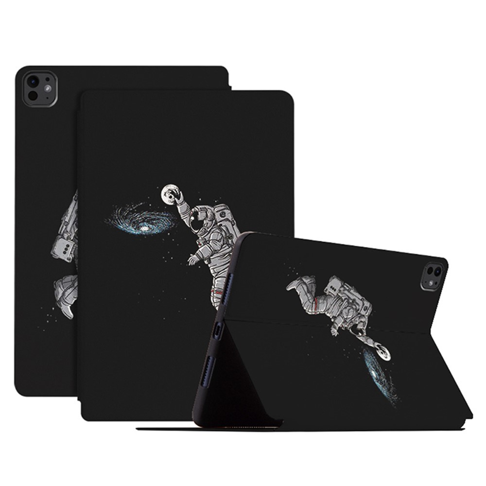For iPad Pro 11 (2025) / 11 (2024) Case Leather Stand Smart Tablet Cover Astronaut Pattern - Dunking Astronaut