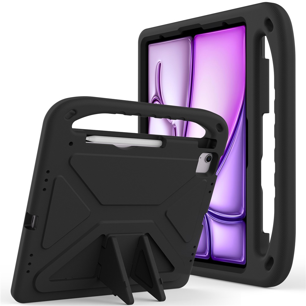 For iPad Pro 13 (2025) / 13 (2024) / Air 13 (2025) / (2024) EVA Case Shockproof Handle Kickstand Tablet Cover - Black