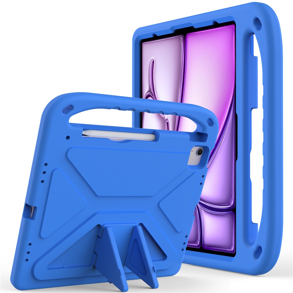 For iPad Pro 13 (2025) / 13 (2024) / Air 13 (2025) / (2024) EVA Case Shockproof Handle Kickstand Tablet Cover - Blue