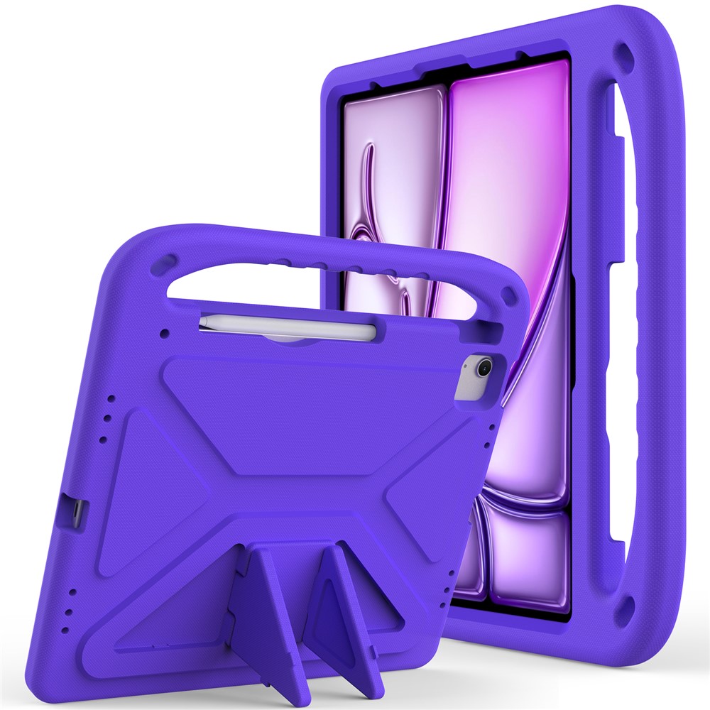 For iPad Pro 13 (2025) / 13 (2024) / Air 13 (2025) / (2024) EVA Case Shockproof Handle Kickstand Tablet Cover - Purple