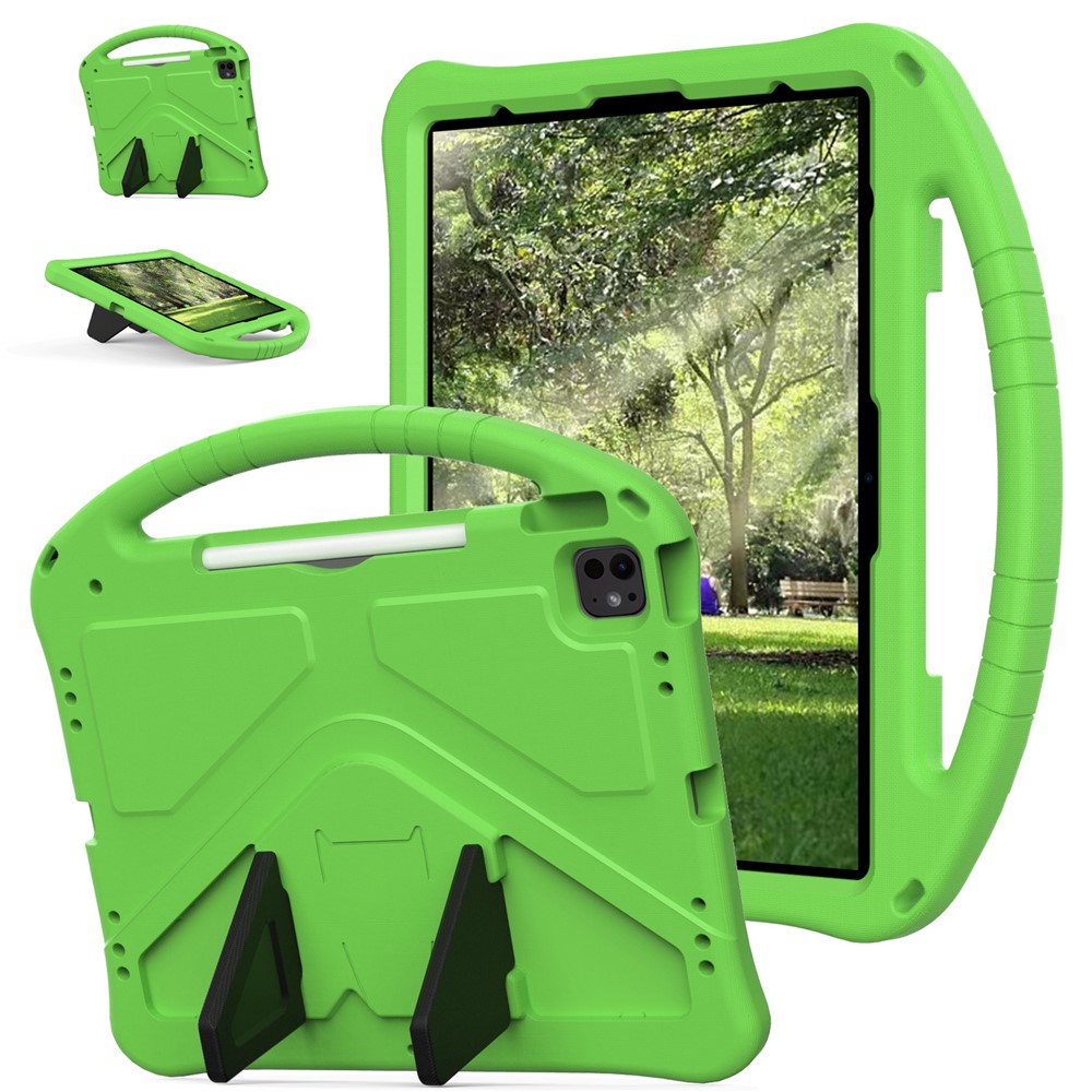 For iPad Pro 13 (2025) / 13 (2024) / Air 13 (2025) / (2024) Case EVA Tablet Cover with Handle Kickstand Children Friendly - Green