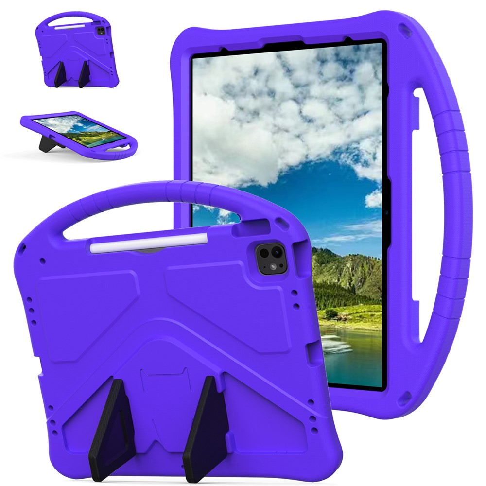 For iPad Pro 13 (2025) / 13 (2024) / Air 13 (2025) / (2024) Case EVA Tablet Cover with Handle Kickstand Children Friendly - Purple