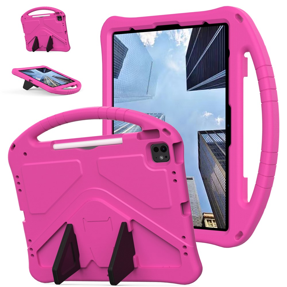 For iPad Pro 13 (2025) / 13 (2024) / Air 13 (2025) / (2024) Case EVA Tablet Cover with Handle Kickstand Children Friendly - Rose