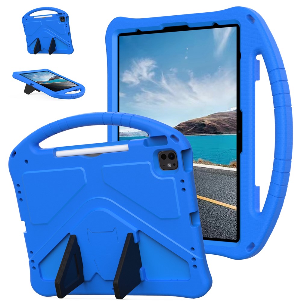For iPad Pro 13 (2025) / 13 (2024) / Air 13 (2025) / (2024) Case EVA Tablet Cover with Handle Kickstand Children Friendly - Blue