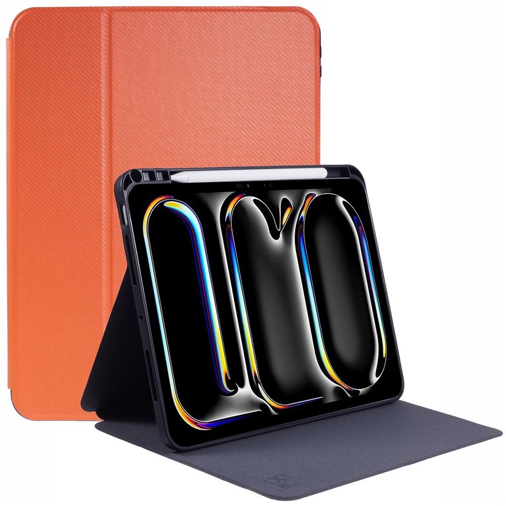 X-LEVEL For iPad Pro 13 (2025) / 13 (2024) Case PU Leather+TPU Tablet Cover with Support Stand - Orange