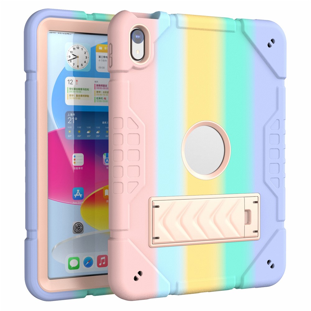 For iPad (2025) / 10.9 (2022) Case Kickstand TPU+PC Anti-Slip Protective Tablet Cover - Gradient+Rose Gold