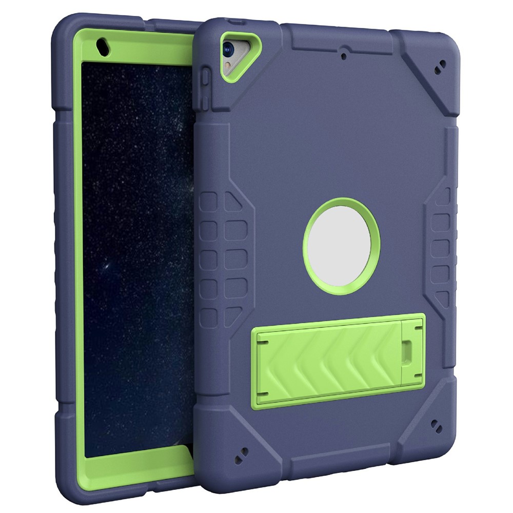 For iPad 10.2 (2019) / (2020) / (2021) Case Kickstand Heavy Duty TPU + PC Tablet Cover Anti-Slip - Navy Blue+Yellowgreen