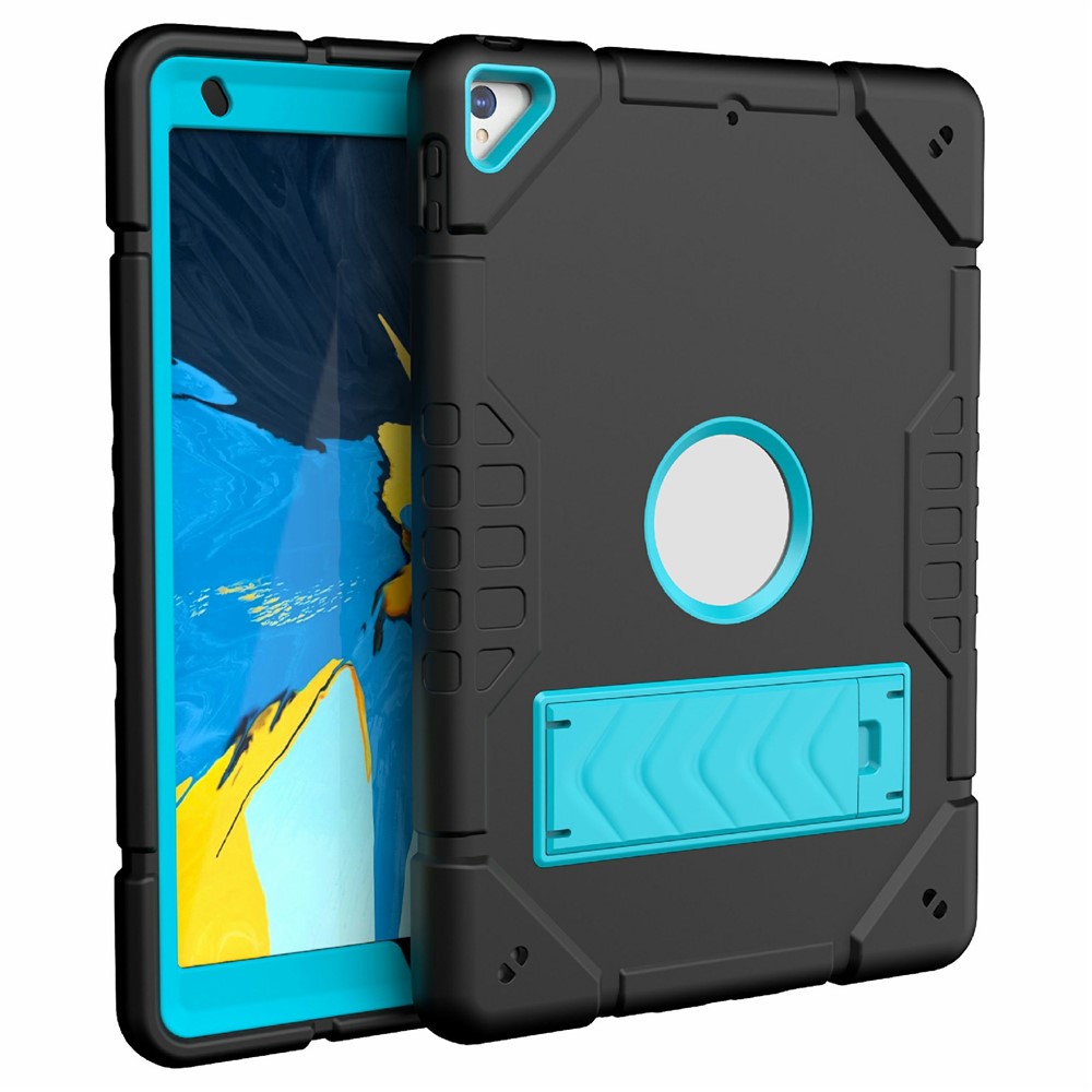For iPad 10.2 (2019) / (2020) / (2021) Case Kickstand Heavy Duty TPU + PC Tablet Cover Anti-Slip - Black+Blue