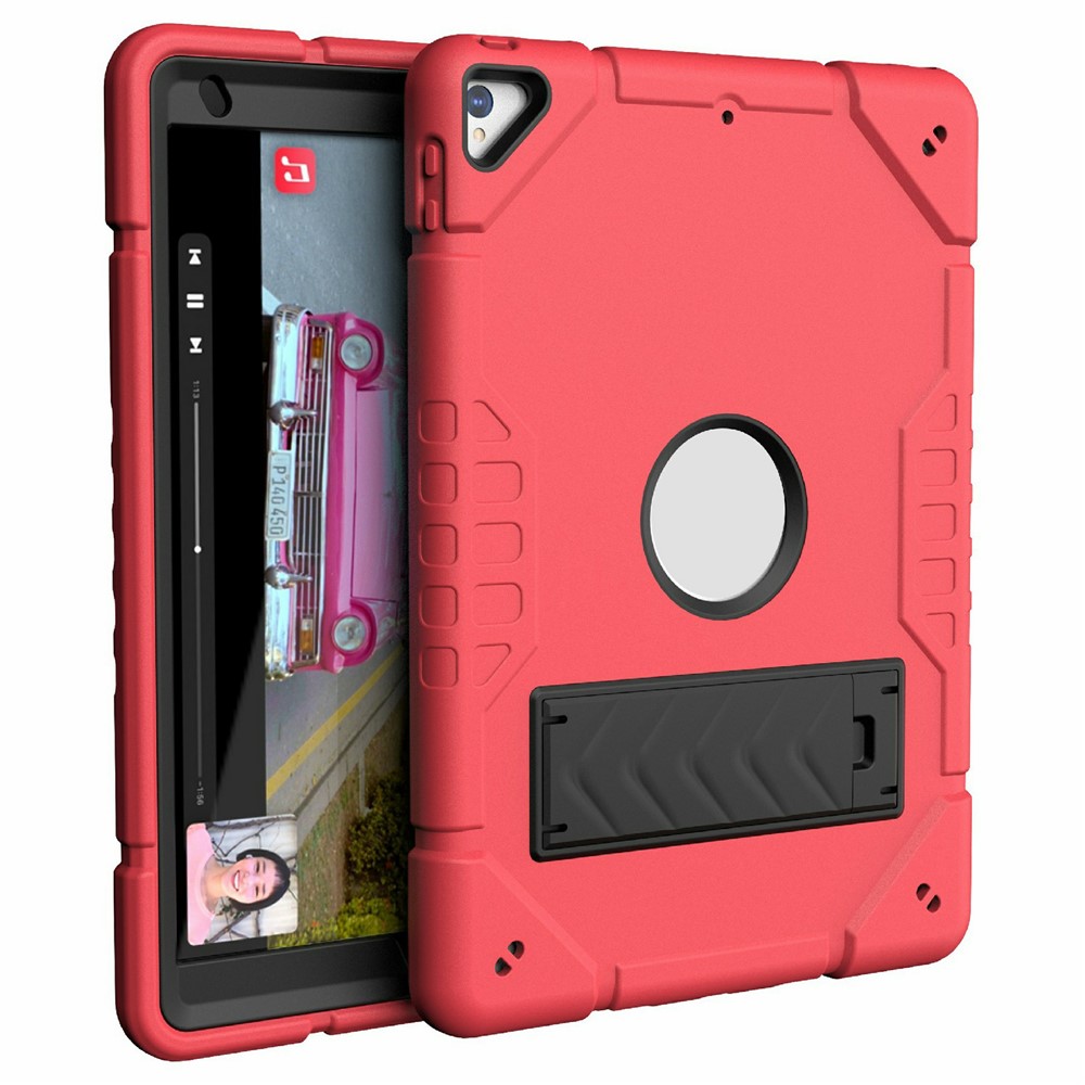 For iPad 10.2 (2019) / (2020) / (2021) Case Kickstand Heavy Duty TPU + PC Tablet Cover Anti-Slip - Red+Black