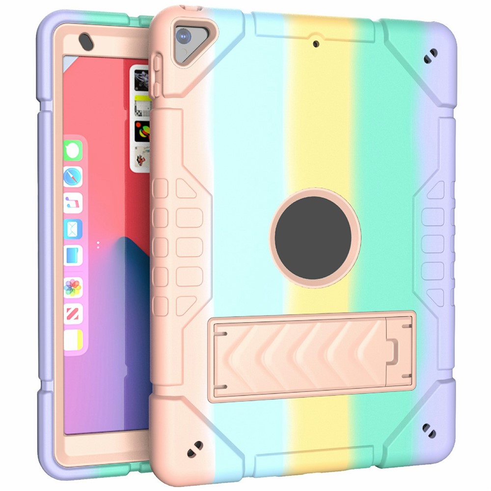For iPad 10.2 (2019) / (2020) / (2021) Case Kickstand Heavy Duty TPU + PC Tablet Cover Anti-Slip - Gradient+Rose Gold