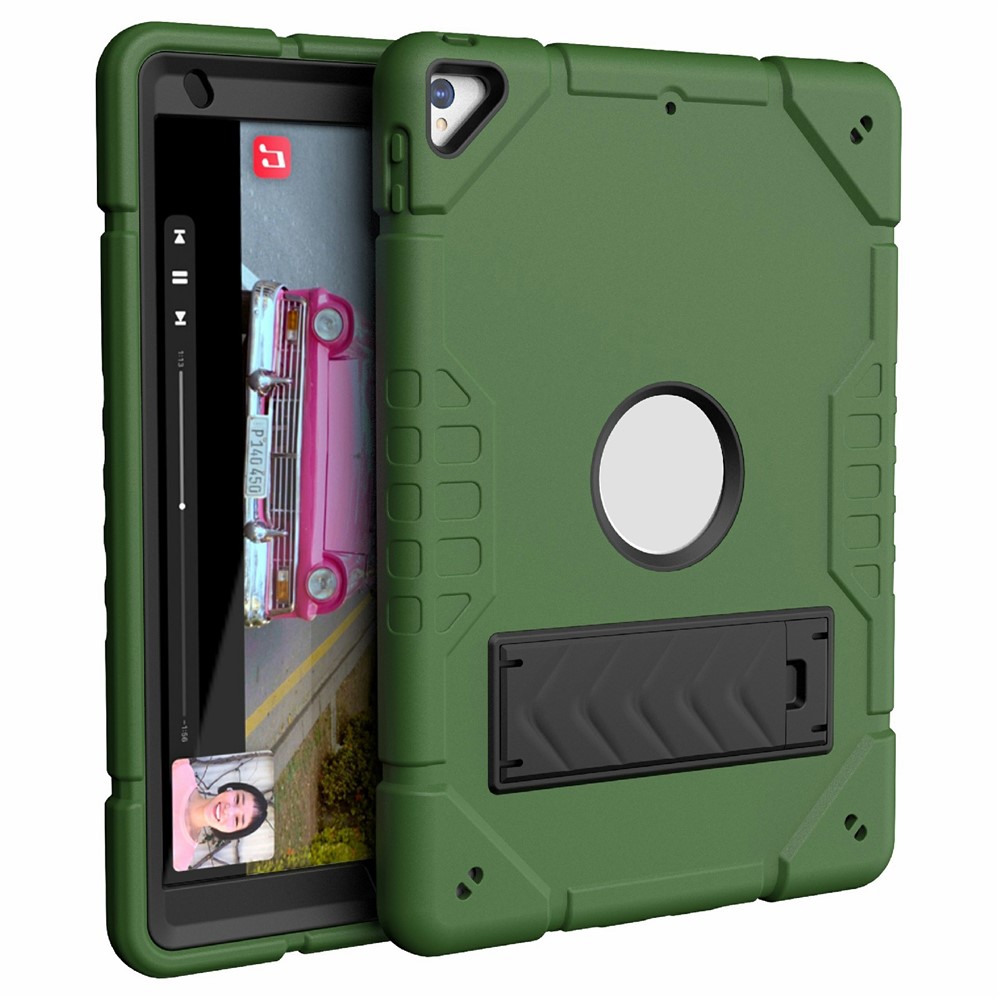 For iPad 10.2 (2019) / (2020) / (2021) Case Kickstand Heavy Duty TPU + PC Tablet Cover Anti-Slip - Army Green+Black