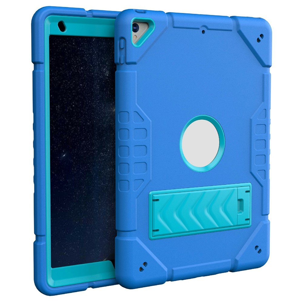 For iPad 10.2 (2019) / (2020) / (2021) Case Kickstand Heavy Duty TPU + PC Tablet Cover Anti-Slip - Blue+Blue