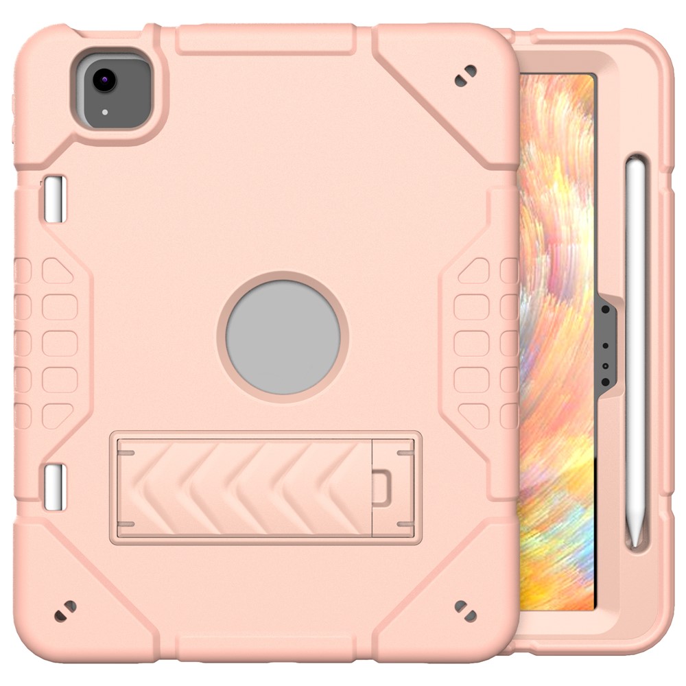 For iPad Air 11 (2025) / (2024) M2 Case Rugged Kickstand PC+TPU Tablet Cover with Pen Slot - Rose Gold