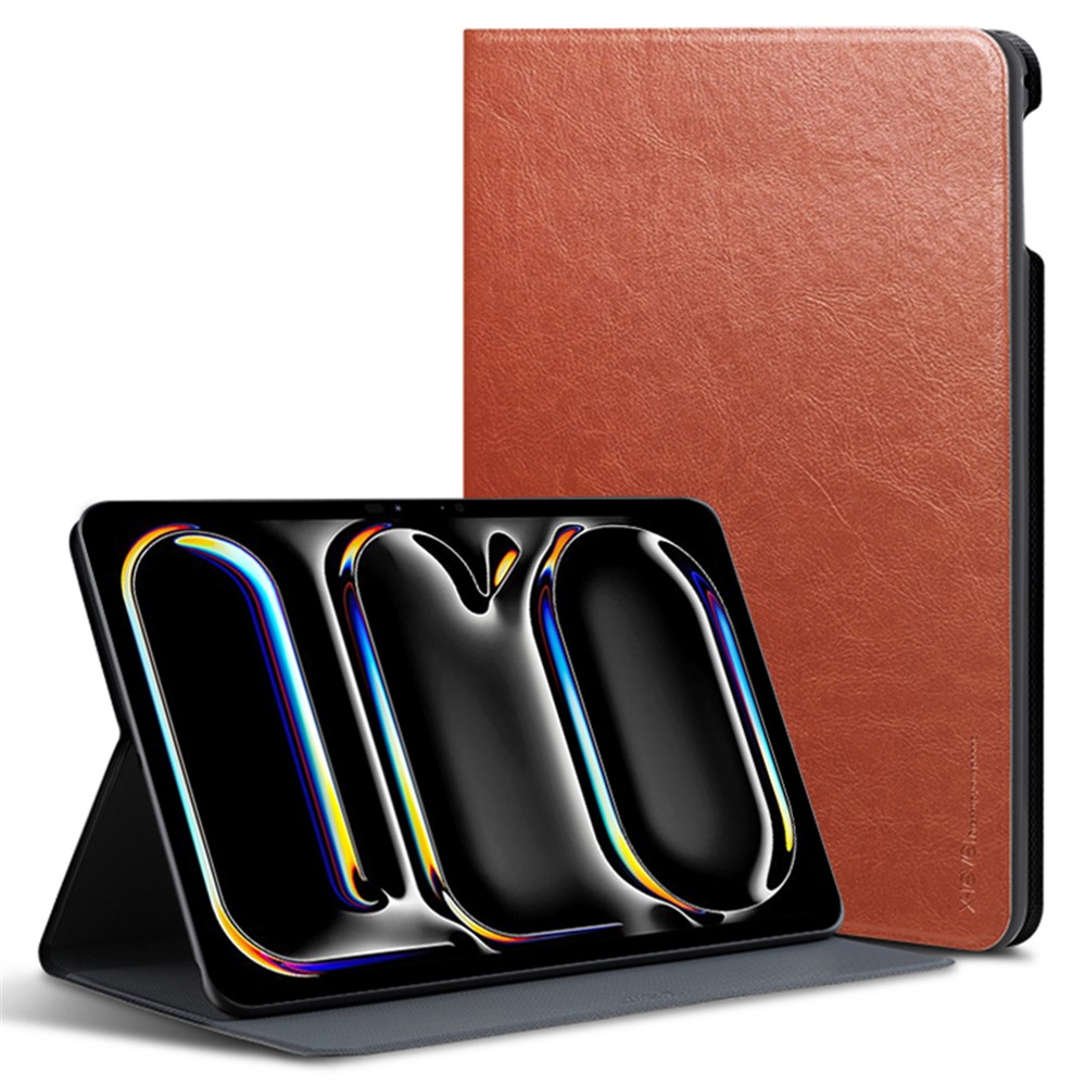 X-LEVEL Kate Series For iPad Pro 11 (2025) / 11 (2024) Case Auto Wake / Sleep PU Leather Folio Tablet Cover - Brown