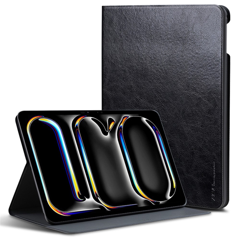 X-LEVEL Kate Series For iPad Pro 11 (2025) / 11 (2024) Case Auto Wake / Sleep PU Leather Folio Tablet Cover - Black
