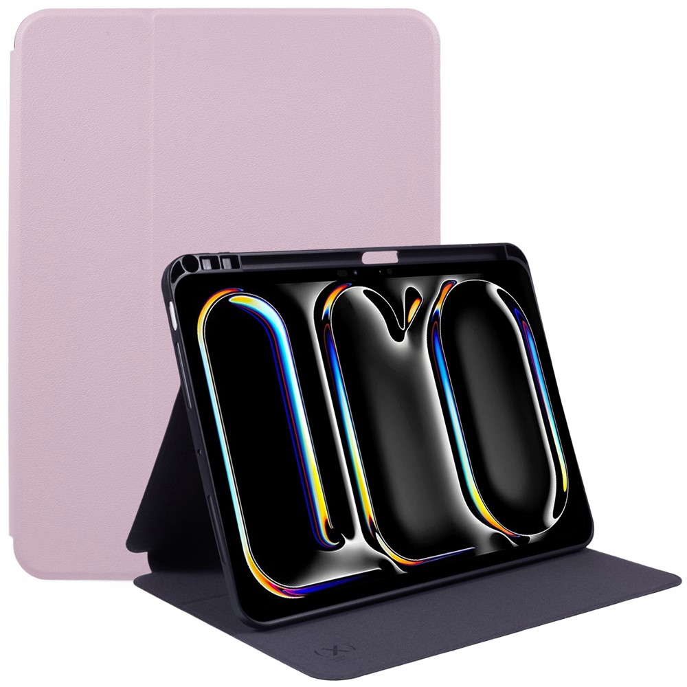 X-LEVEL For iPad Pro 11 (2025) / 11 (2024) Case PU Leather Auto Wake / Sleep Cover with Pencil Holder Litchi Texture - Pink