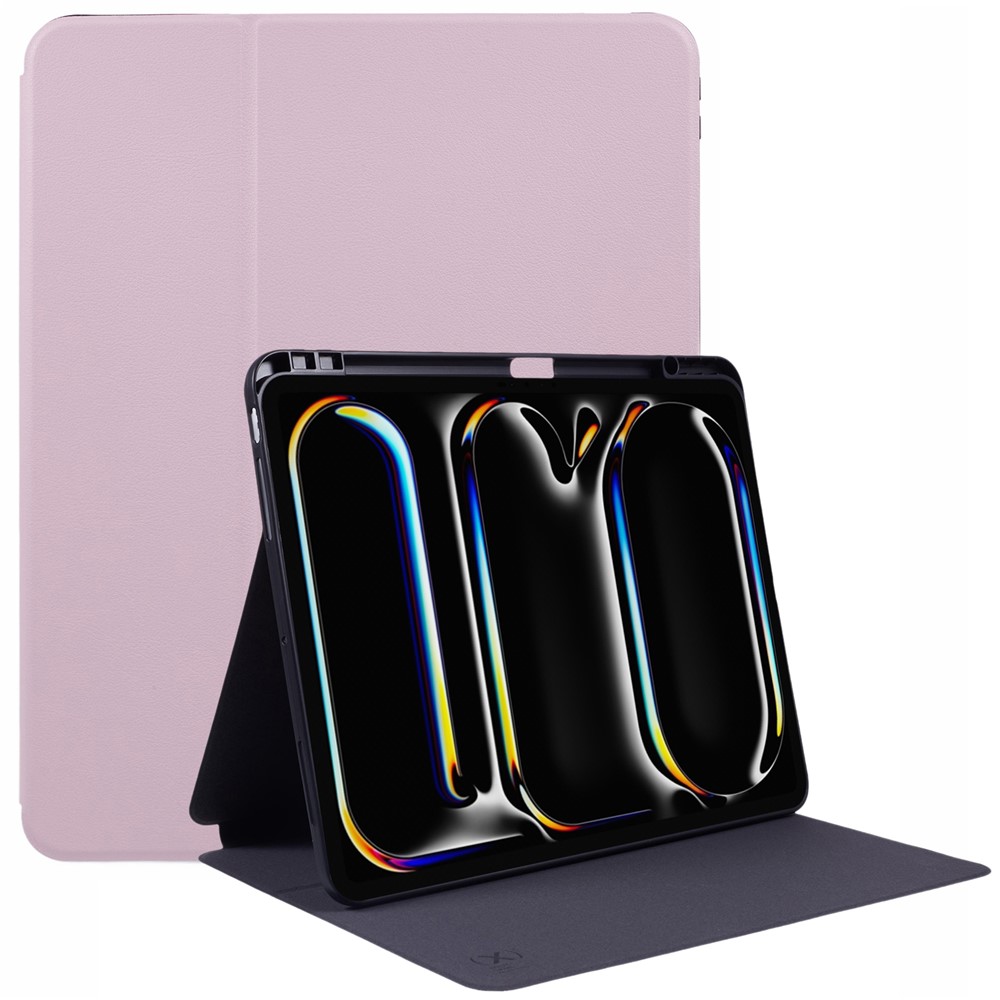 X-LEVEL For iPad Pro 13 (2025) / 13 (2024) Case Litchi Texture Leather Smart Tablet Cover with Pencil Holder - Pink