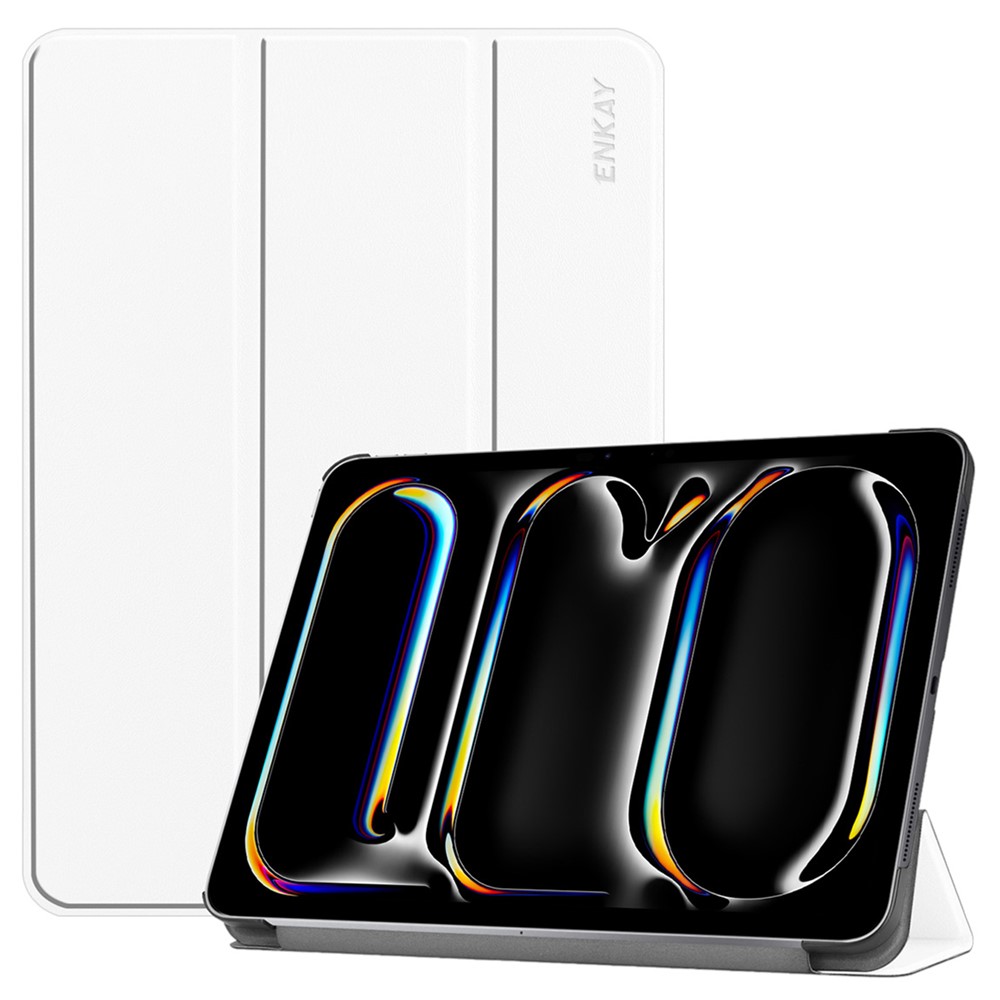 ENKAY HAT PRINCE For iPad Pro 13 (2025) / 13 (2024) Trifold Stand Cover PU Leather+PC Tablet Case - White