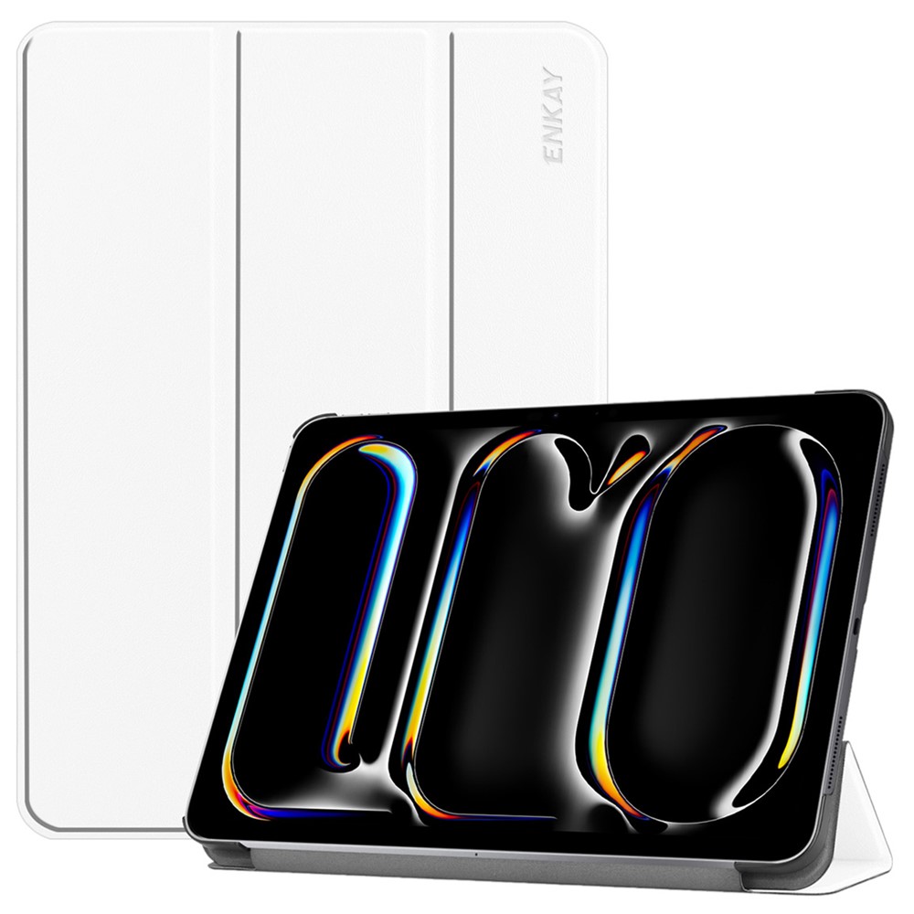 ENKAY HAT PRINCE For iPad Pro 11 (2025) / 11 (2024) Trifold Stand Cover PU Leather+PC Tablet Case - White