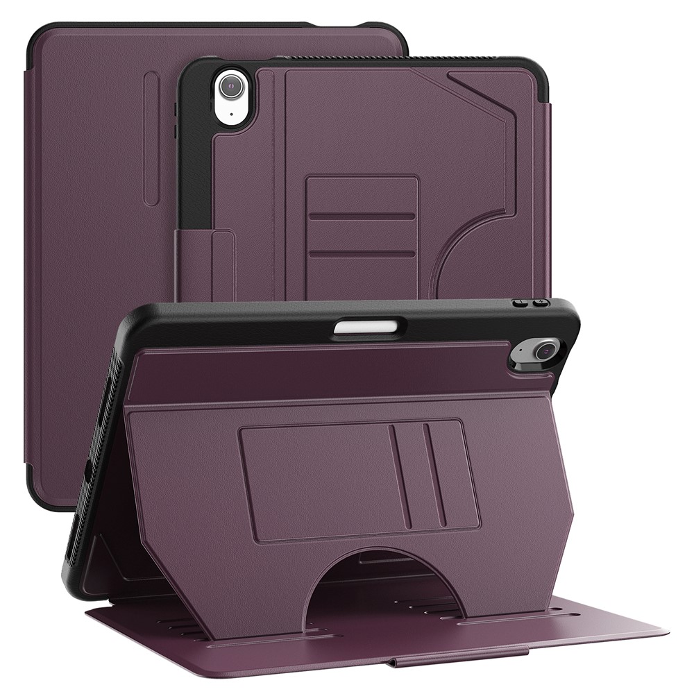 For iPad Air 11 (2025) / (2024) PU Leather Tablet Case Card Holder Auto Wake / Sleep Stand Cover with Pencil Slot - Purple