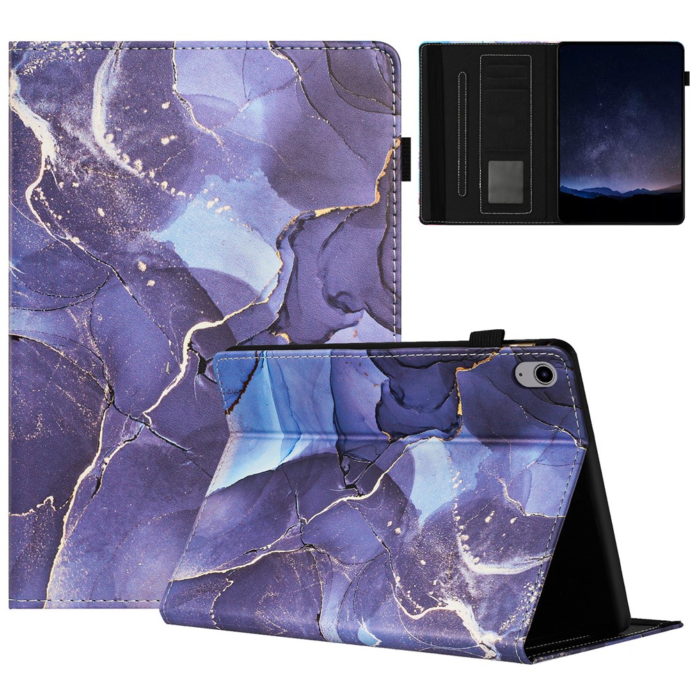 For iPad (2025) / 10.9 (2022) Case Marble Pattern Leather Stand Cover with Auto Wake / Sleep - Grey