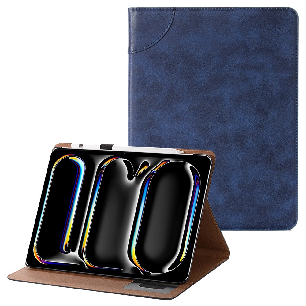 For iPad Pro 13 (2025) / 13 (2024) Case Auto Wake / Sleep Retro PU Leather Wallet Tablet Cover - Blue