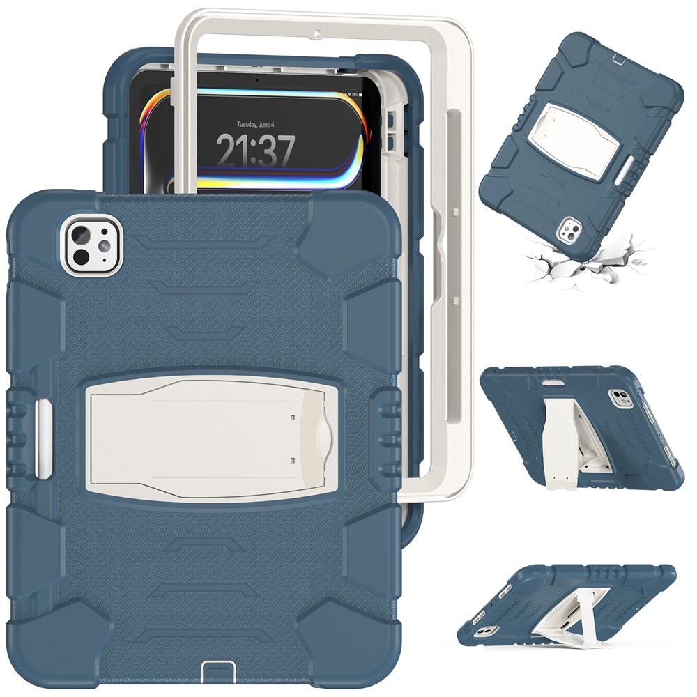 For iPad Pro 11 (2025) / 11 (2024) Case PC+Silicone Tablet Cover with Kickstand - Cornflower Blue
