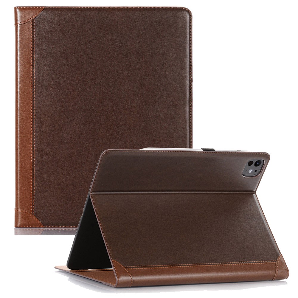 For iPad Pro 13 (2025) / 13 (2024) Case Protective Book Folio Leather Tablet Cover Card Slots - Coffee