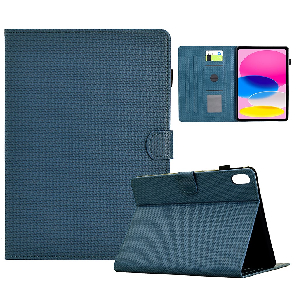 For iPad (2025) / 10.9 (2022) Case Card Slots Auto Wake / Sleep PU Leather Tablet Cover - Sapphire