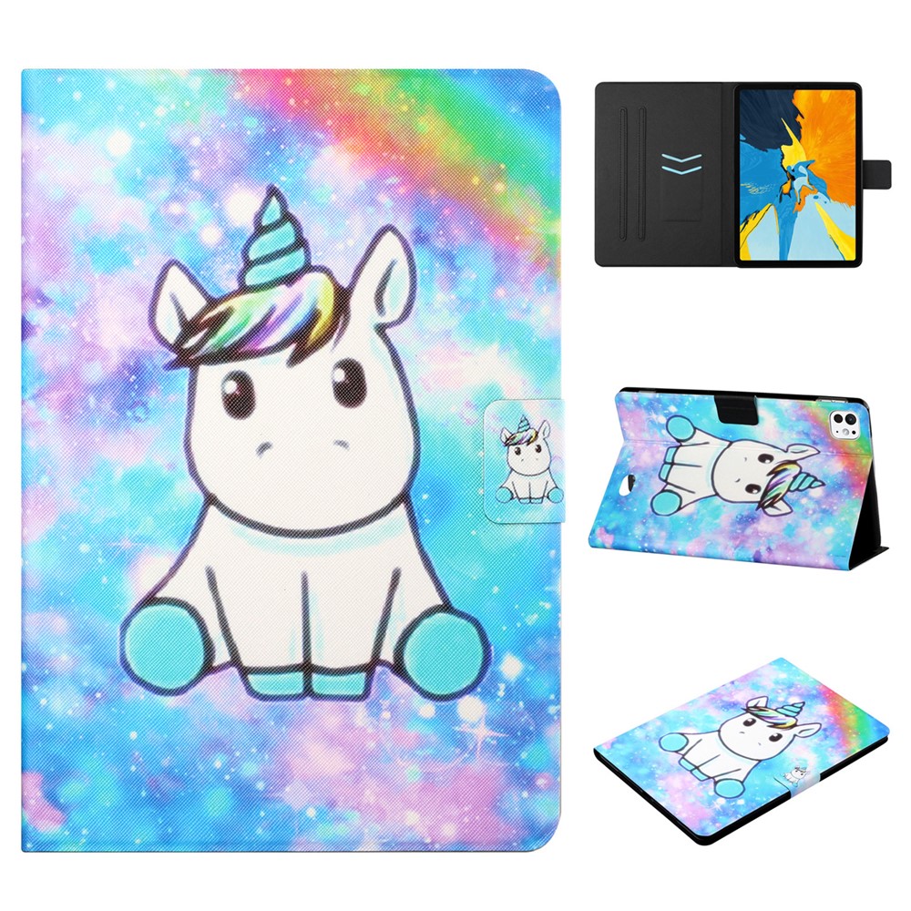 For iPad Pro 11 (2025) / 11 (2024) Leather Case Card Holder Pattern Printing Anti-drop Tablet Cover - Horse
