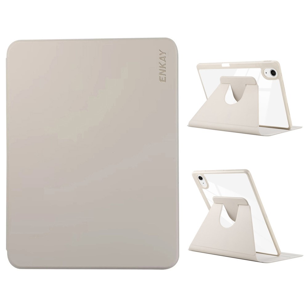 ENKAY HAT PRINCE For iPad Air 11 (2025) / (2024) Case Auto Wake / Sleep Acrylic Clear Back Leather Tablet Cover - Grey