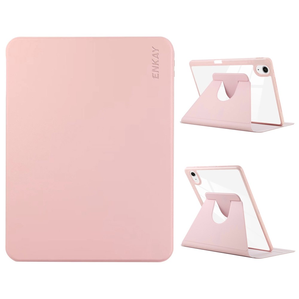 ENKAY HAT PRINCE For iPad Air 11 (2025) / (2024) Case Auto Wake / Sleep Acrylic Clear Back Leather Tablet Cover - Pink