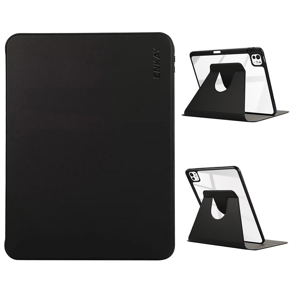 ENKAY HAT PRINCE For iPad Pro 11 (2025) / 11 (2024) Stand Case Acrylic+PU Auto Wake / Sleep Tablet Cover - Black