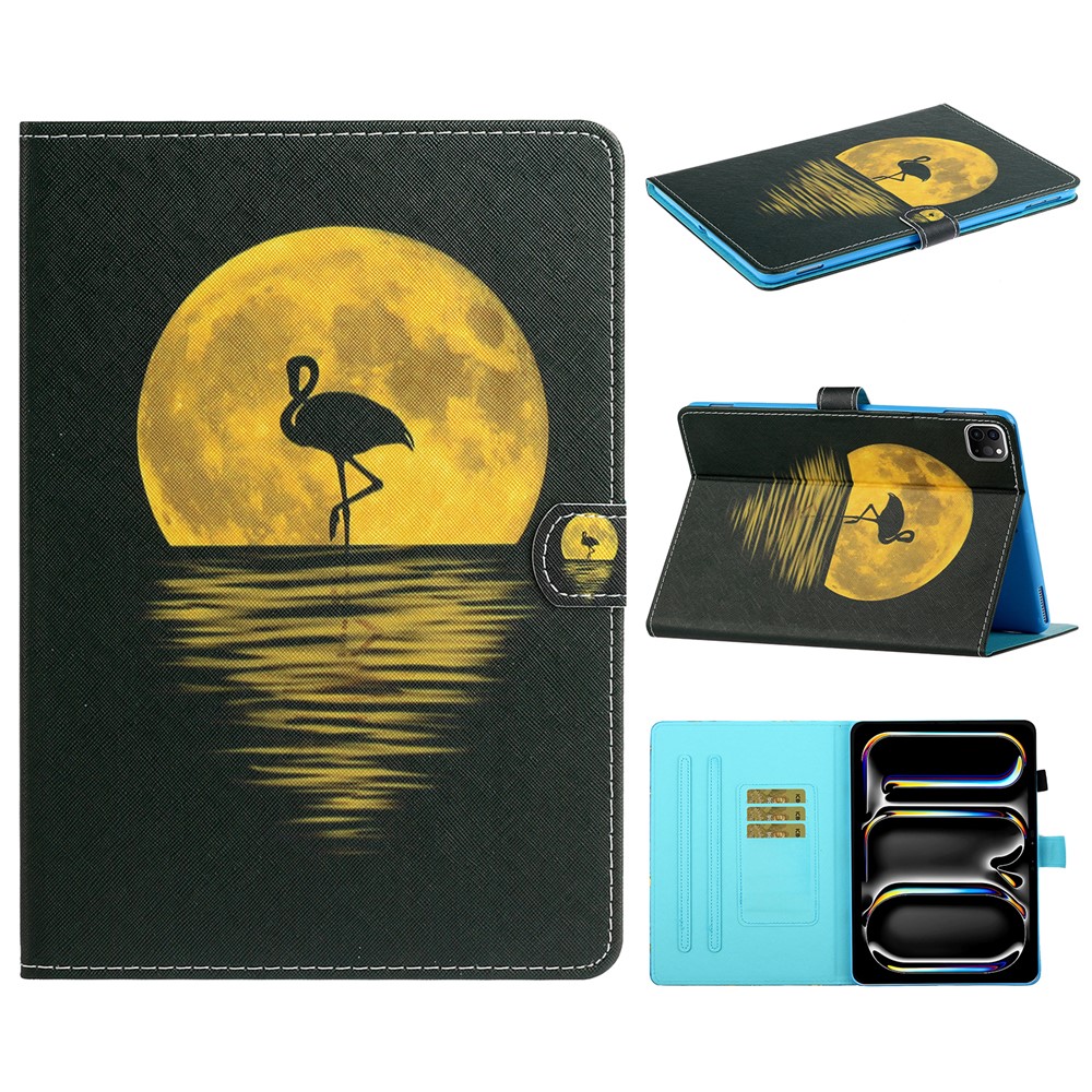 For iPad Pro 11 (2025) / 11 (2024) Case Pattern Printed Leather Tablet Cover Stand Pen Holder - Bird