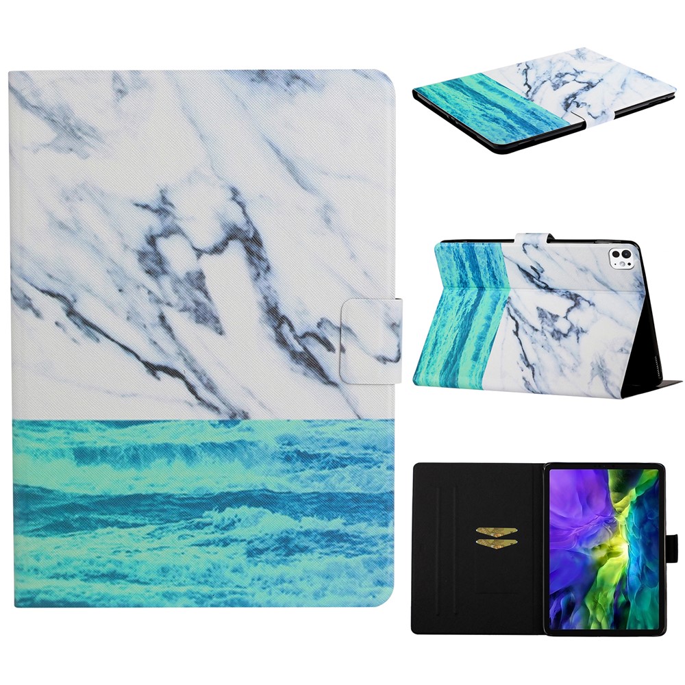 For iPad Pro 11 (2025) / 11 (2024) Case Pattern Printed Leather Stand Tablet Cover Card Holder - Ocean